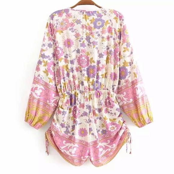 Retro Floral Bohemian Gypsy Romper - Picture 5 of 8